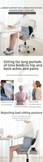 Memory Foam Cushion Interior Accessories Pillow Car Seat Waist Pillow Lumbar Support Office Pillow Chair Cushion - Image 13