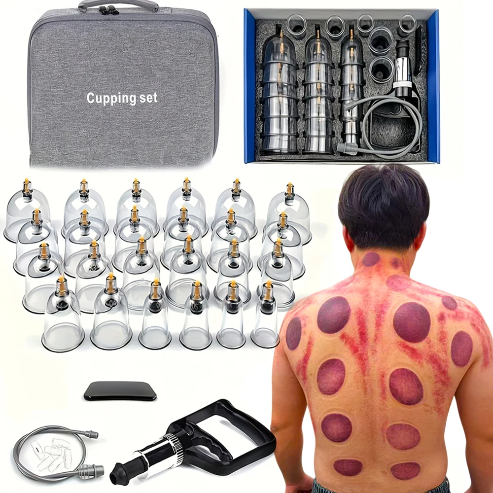 S08223d89aee44a0c97ac2926ecccfcfdy.webp 24Pcs Cupping Relax Set Multiple Sizes of Vacuum Cups with Hand Pump and Detailed Cupping Manual Massage Cupping Set for Massage - Image 1