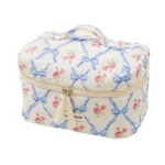 Cute Bow Flower Quilting Makeup Bag Women Zipper Cosmetic Organizer Female Cloth Handbag Portable Toiletry Case For Girls - Image 15
