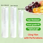 Break Point Cling Film Clear PE Disposable Microwavable Large Roll Food Wrap Keep Food Fresh For Kitchen Refrigerator 30cmx100m