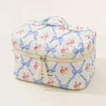 Cute Bow Flower Quilting Makeup Bag Women Zipper Cosmetic Organizer Female Cloth Handbag Portable Toiletry Case For Girls - Image 26