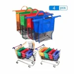 4Pcs/set Foldable Cart Trolley Supermarket Shopping Storage Bags Reusable Eco-Friendly Grocery Shop Handbag Nonwovens Tote Bag - Image 7