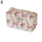 Cute Bow Flower Quilting Makeup Bag Women Zipper Cosmetic Organizer Female Cloth Handbag Portable Toiletry Case For Girls - Image 8