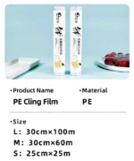 Break Point Cling Film Clear PE Disposable Microwavable Large Roll Food Wrap Keep Food Fresh For Kitchen Refrigerator 30cmx100m - Image 23