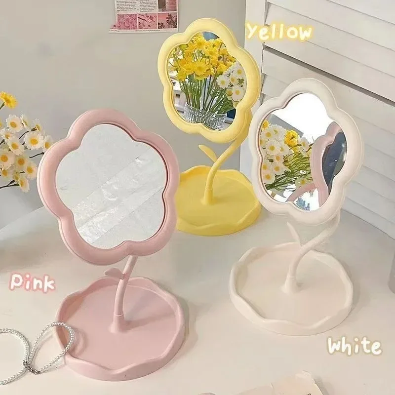 S6bb6651169a4412bba9c960554a9a708U.webp Cute Flower Design Desktop Mirror Creative Bedroom Home Decor Gift High Aesthetic Value Gao Yan Style Vanity Decorative Mirror - Image 1