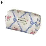 Cute Bow Flower Quilting Makeup Bag Women Zipper Cosmetic Organizer Female Cloth Handbag Portable Toiletry Case For Girls - Image 7