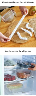 Transparent Elastic Cling Film Cover Fruits Foods Hair Covers Barthroom Kitchen PE Lids Storages Freshness Seal Wraps Disposable - Image 10