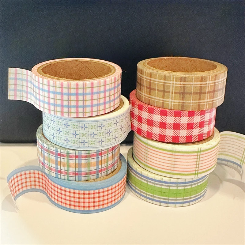 S887ef393648e4715853a7a007126c708U.webp Korean Style Paper Tape Handbook Decoration Material Basic Checkered DIY Sticker - Image 1