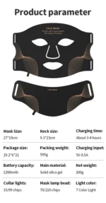 7 Color LED Face Mask with Neck Wireless Portable Red Light Therapy for Anti-Aging, Wrinkles, Skin Rejuvenation, Home Use - Image 21