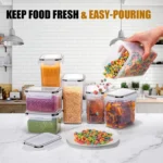 Kitchen 7pcs Food Containers Set BPA Free Plastic Airtight Storage Box With 10stickers and Pen - Image 3