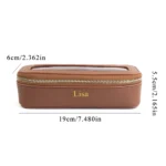 Customized name PU leather transparent makeup brush makeup bag portable storage bag daily necessities storage accessory - Image 6