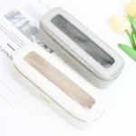 Customized name PU leather transparent makeup brush makeup bag portable storage bag daily necessities storage accessory - Image 15