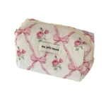 Cute Bow Flower Quilting Makeup Bag Women Zipper Cosmetic Organizer Female Cloth Handbag Portable Toiletry Case For Girls - Image 18