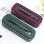 Customized name PU leather transparent makeup brush makeup bag portable storage bag daily necessities storage accessory - Image 3
