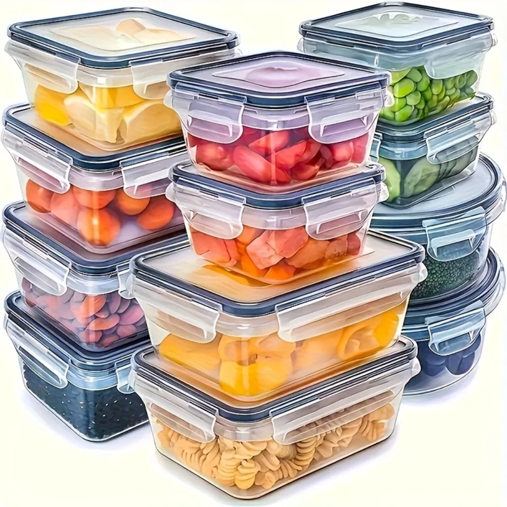 Sc2af25e3425d42bc8af0a2b646ebe5a49.webp 8-PC BPA-Free Airtight Food Containers with Locking Lids - Microwave/Freezer Safe PP Plastic Storage for Dry Goods/Fruit/Veggies - Image 1