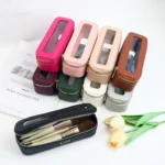 Customized name PU leather transparent makeup brush makeup bag portable storage bag daily necessities storage accessory - Image 2