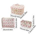 Cute Bow Flower Quilting Makeup Bag Women Zipper Cosmetic Organizer Female Cloth Handbag Portable Toiletry Case For Girls - Image 6