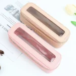 Customized name PU leather transparent makeup brush makeup bag portable storage bag daily necessities storage accessory - Image 4