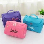 Waterproof Embroidered Name Makeup Bag Personalized Large Capacity Trendy Beauty Organizer Perfect Gift for Her Daily Travel Use - Image 2