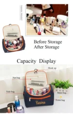 Waterproof Embroidered Name Makeup Bag Personalized Large Capacity Trendy Beauty Organizer Perfect Gift for Her Daily Travel Use - Image 18