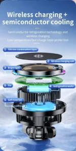 Ice Cooling Magnetic Wireless Car Charger Fast Charging Station for MagSafe iPhone 16 15 14 13 12 Pro Max Car Phone Holder Stand - Image 13