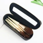 Customized name PU leather transparent makeup brush makeup bag portable storage bag daily necessities storage accessory - Image 5